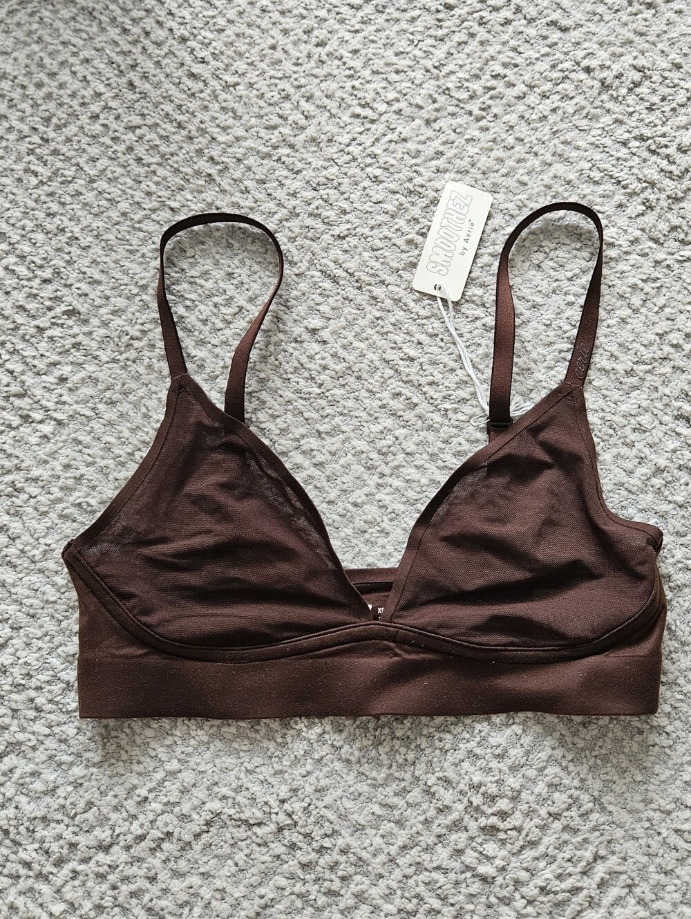 AERIE Smoothez Brown Mesh Bralette XS NWT AE